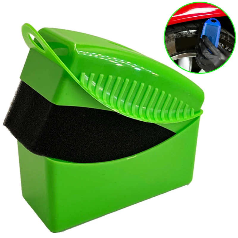 New Arrivals Green Car Wheel Polishing Waxing Sponge Brush with Cover Auto Detailing Tyre Brush Car Cleaning Tools Wholesale