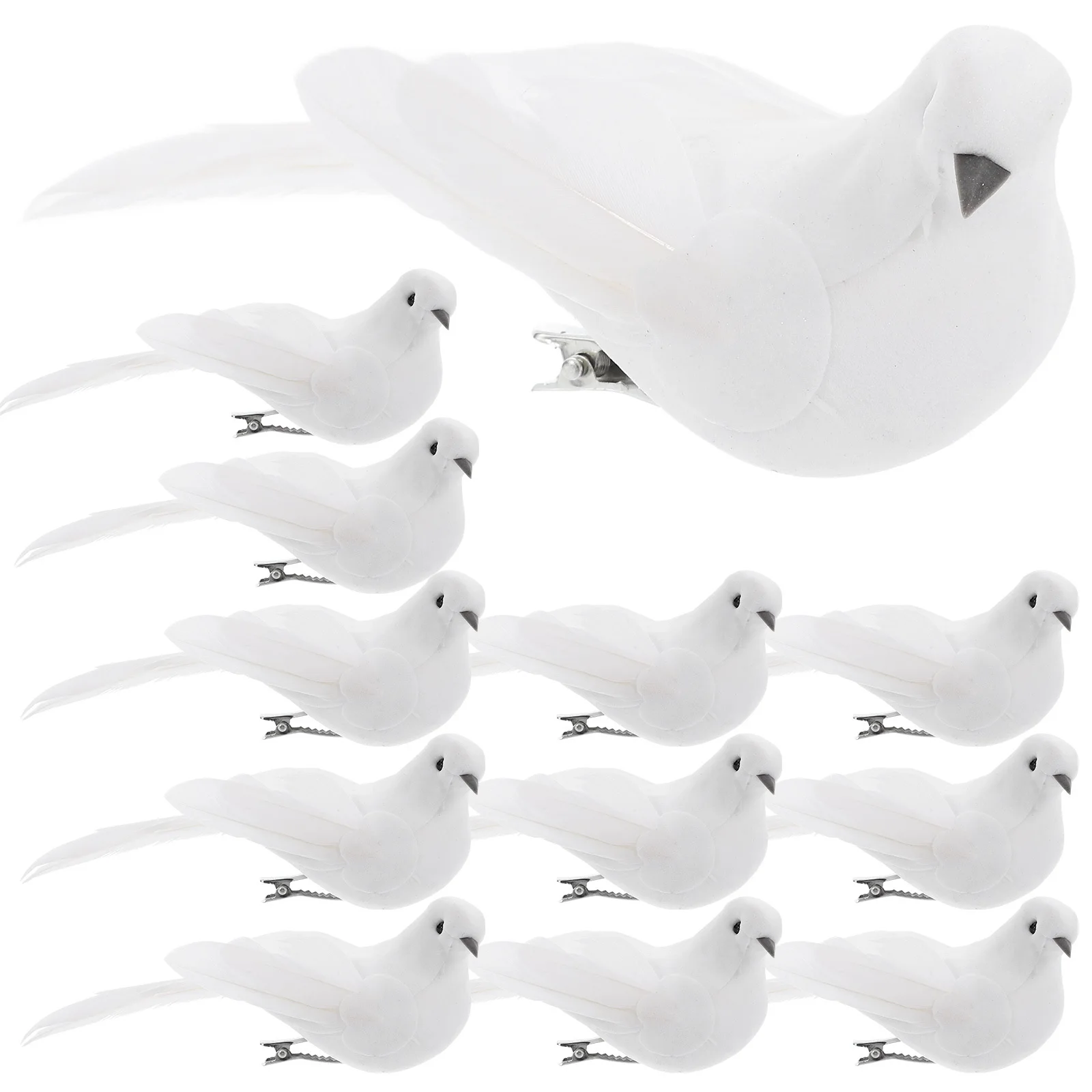 

12 Pcs Figurine Pigeon Ornaments Dove Figures Decor Simulated Animals Statue White Foam Artificial Birds for Crafts