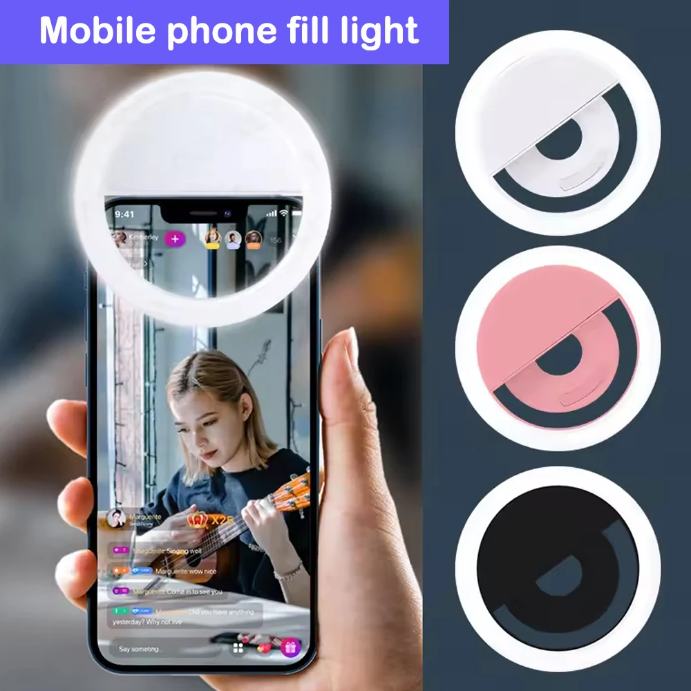 Mobile Phone Fill Light USB Charge Led Selfie Ring Light Phone Live Broadcast Video LED Selfie Ring Lamp For All Smartphone