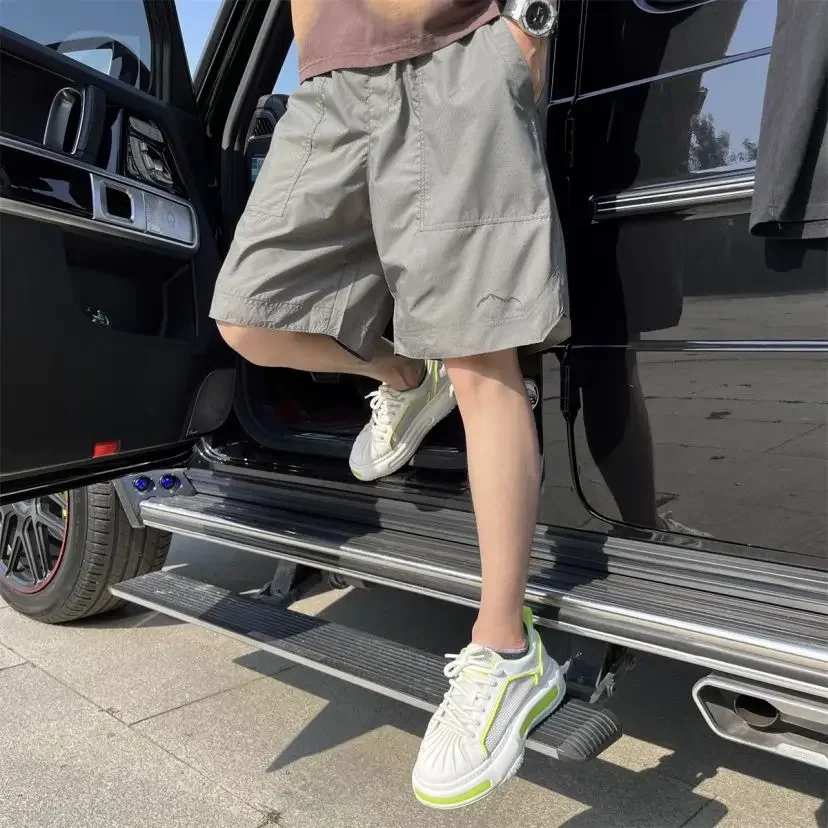 

Мужские шорты в сетку с карманами, пляжные шорты на шнурке, тонкие, стильные, персонализированные, эластичные, новинка, горячие предложения, мужские короткие брюки