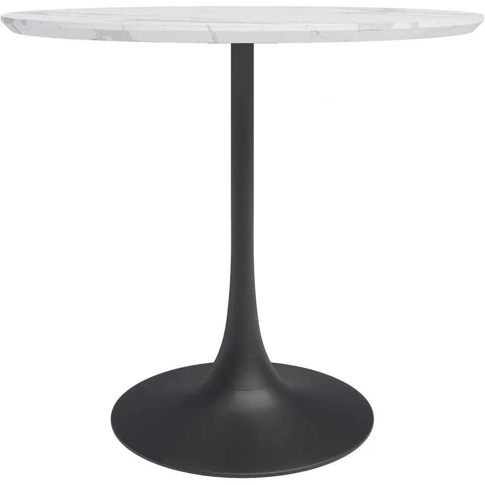 

, Kurv, Caé Table 31.5" W, Century Design, 150 Lbs Wt acity, Steel Base, White Marble/Black Base