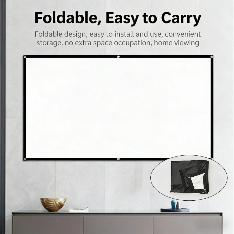 

Portable Projector Screen Black White Double Sided Thickened Milk Silk Projection Screen 84 100 120Inch for Home Theater H8WD