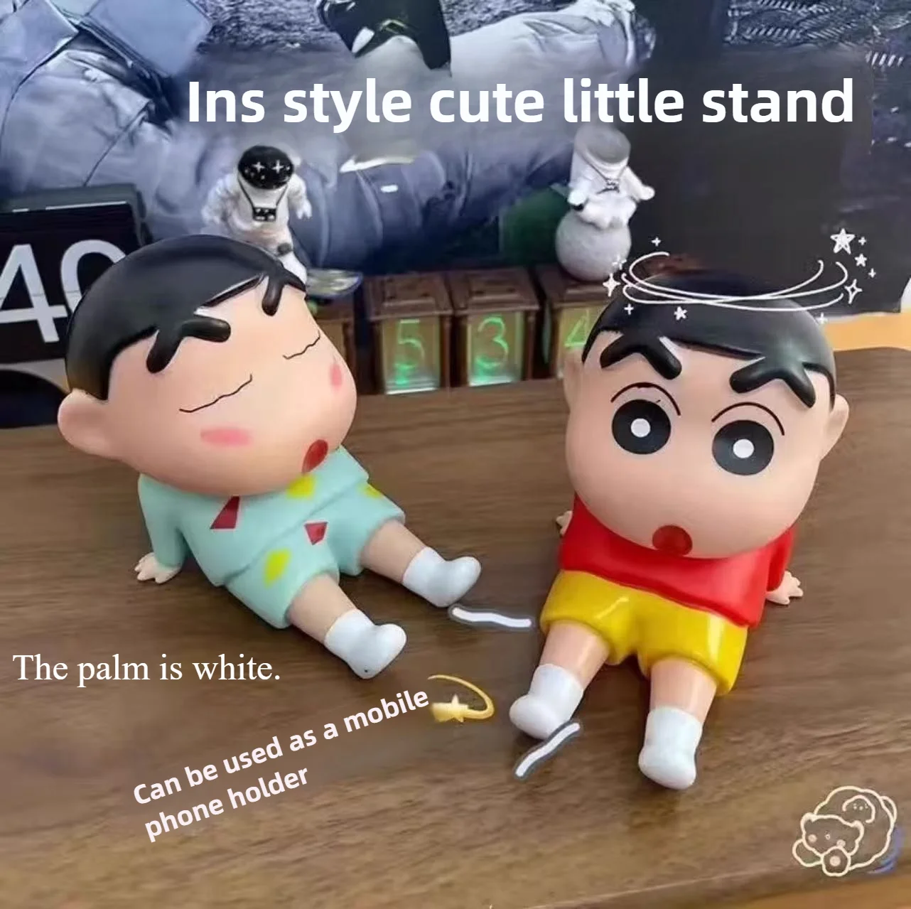 2025 New Crayon Shin chan Anime Lazy Phone Stand Mobile Stand Desktop Ornament Trendy Play Handmade Model Doll