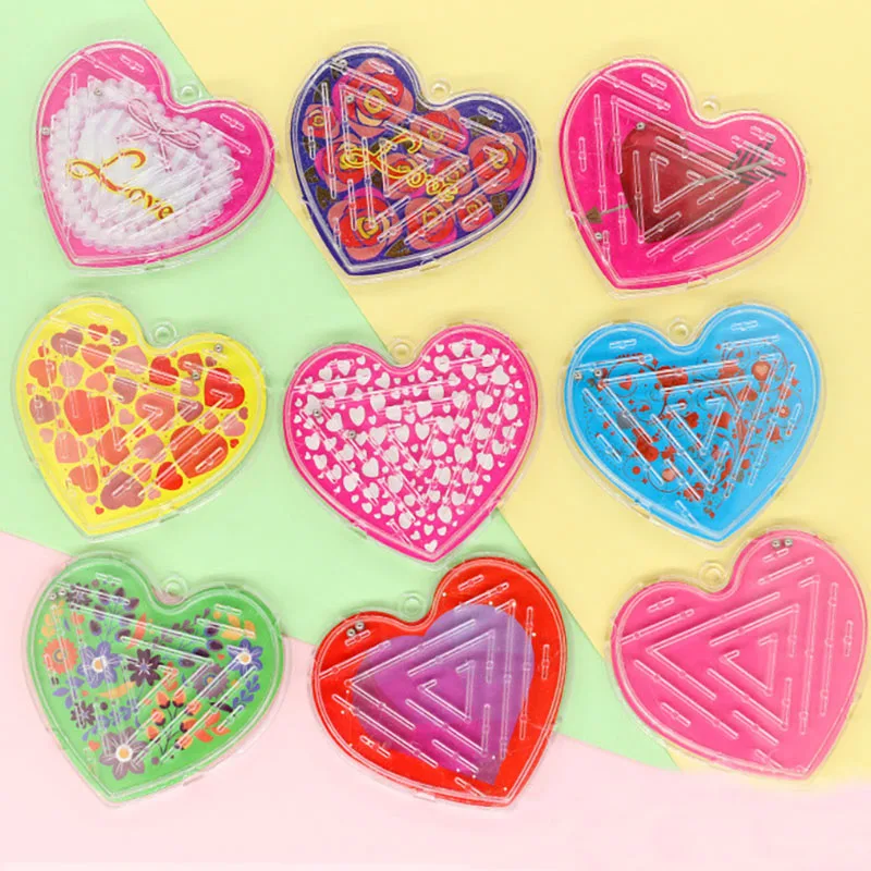 Laberinto de bolas de acero con forma de corazón de amor, juguete de desarrollo para recuerdo de fiesta de cumpleaños Kis, rellenos de piñata, recompensas para jardín de infantes, regalo de boda, 15 Uds.