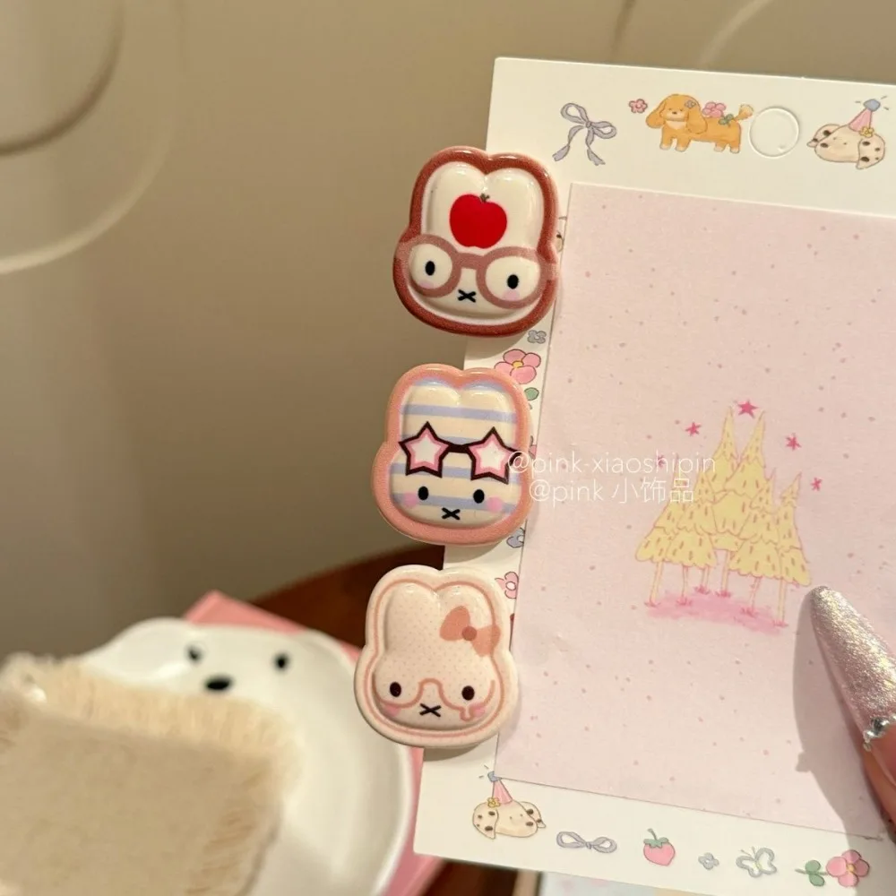 

5pcs Miffy Hair Clip Cartoon Acrylic 3D Stereoscopic Cute Clip Kawaii Sweet Hair Accessory Girl Student Bangs Side Styling Gift