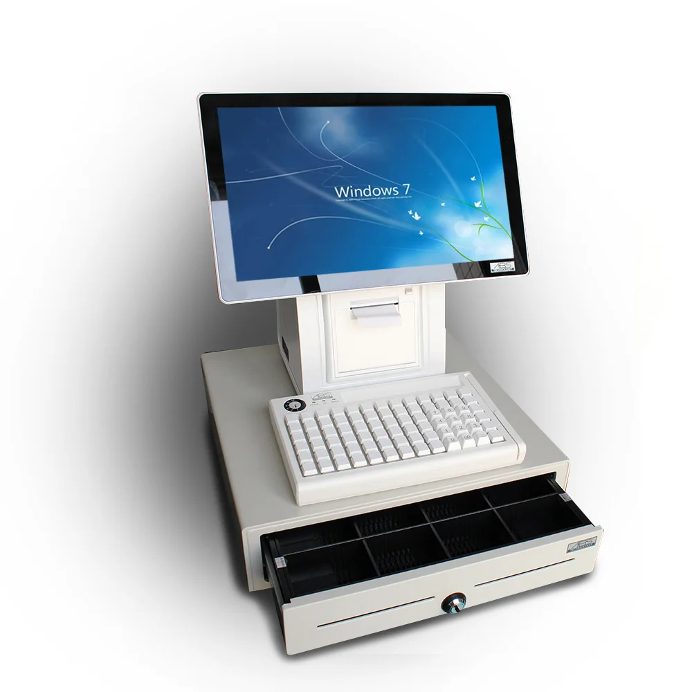 Système de caisse tactile double écran ABS blanc le plus vendu pour ATV et UTV, logiciel de point de vente pour supermarché, Intel J1900 WIN