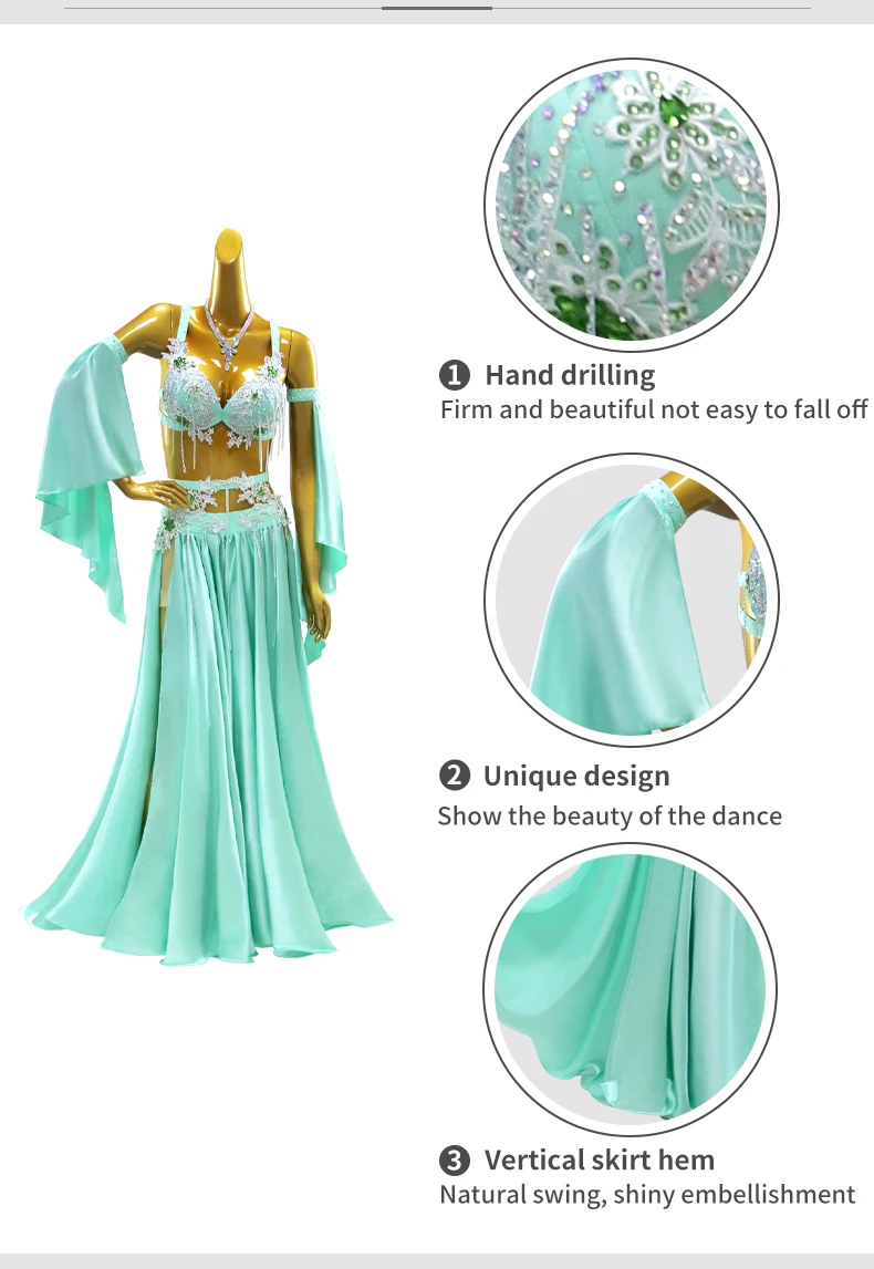 Orientalisches Tanzoutfit, langer Rock, Damen-Tanzkleidung, Bauchtanzkostüm, Bauchtanz-Unterrichtskleidung, Anzug 2026, Bühnenkostüm für Mädchen, Abendkostüm – Detail 6