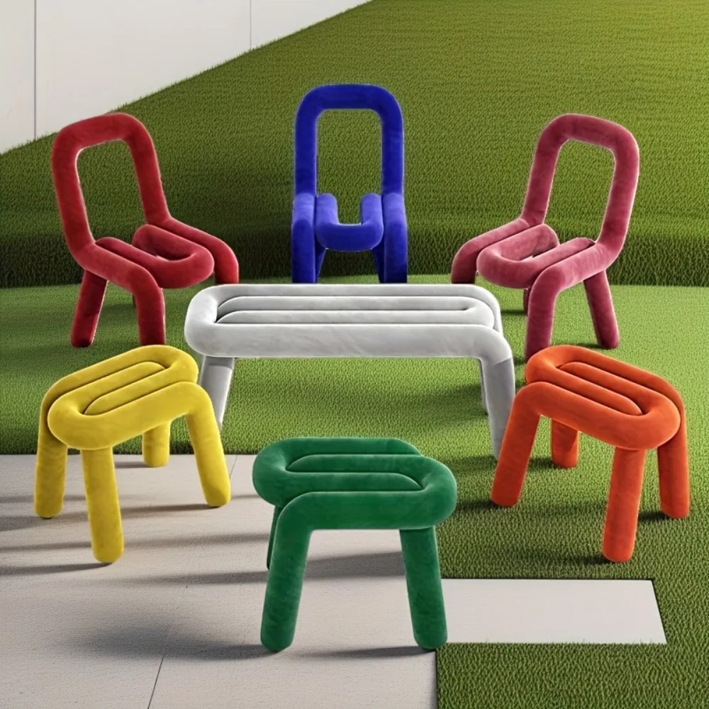 كلاين الأزرق الإبداعي البراز مربع الحديد المواد أنيق المنزل غرفة نوم الغرور كرسي أنيق عارضة الجلوس المألوف الفضاء التبعي