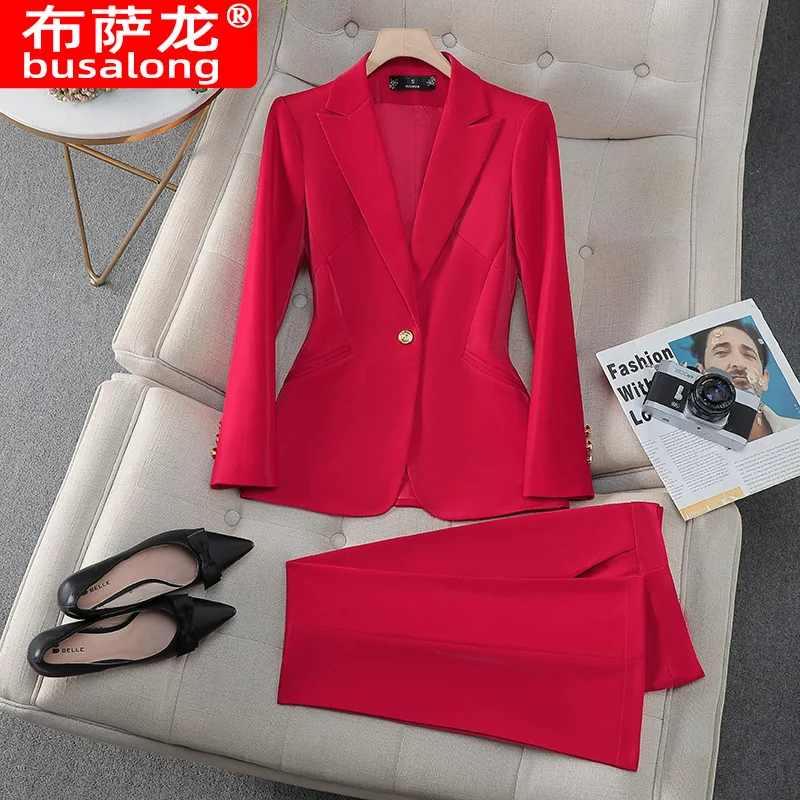 2025New Style Small Blazer Jacket for Women Long Sleeve Professional Suit Pants Formal Suit Workwear Fashion Two-Piece Set