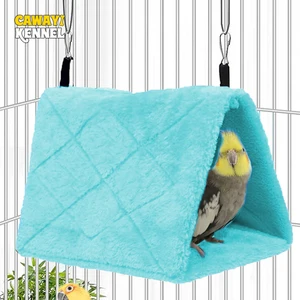 Casas de loros de pájaros de mascotas de invierno cama de la carpa de hut de hut de lujoso tibio cueva colgante para dormir y achicar accesorios de pájaros 12 Mejores nido de aves de ventas - №4