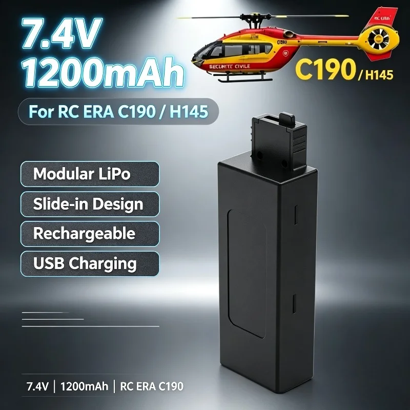 1200mAh 7.4V Battery for RC ERA C190 H145 RC Helicopter Replacement Modular LiPo Spare Accessories