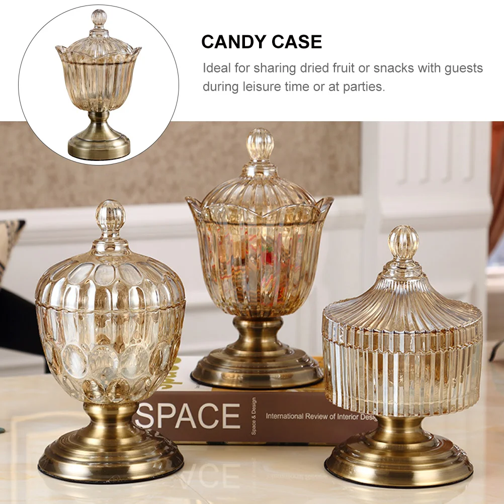 

Clear Crystal Candy Jar With Lid Storage Container For Snacks Fruits Snack Organizer Elegant Decorative Box Kitchen Bar