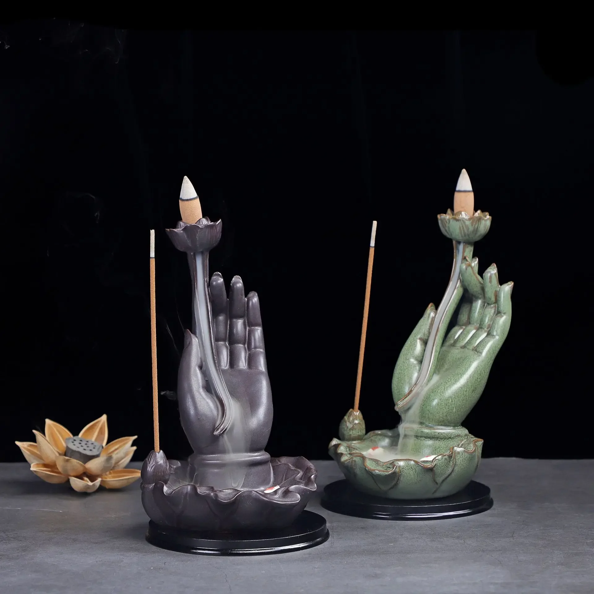 FY Buddha Bergamot Backflow Incense Burner 4 Different Color for Choose Sandalwood Incense Sticks Holder Zen Decoration for Home