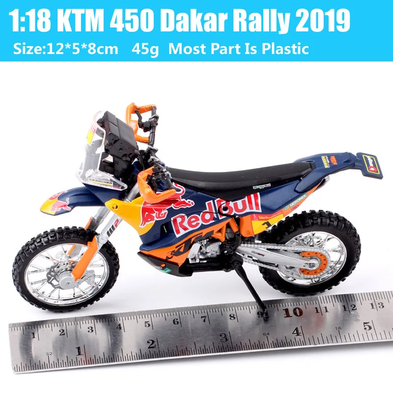 1/18 Scale Bburago 450 Rally 2019 2013 Rider #1 Macro Red Bull Racing Motocross Enduro Motorcycle Diecasts & Toy Vehicles Model