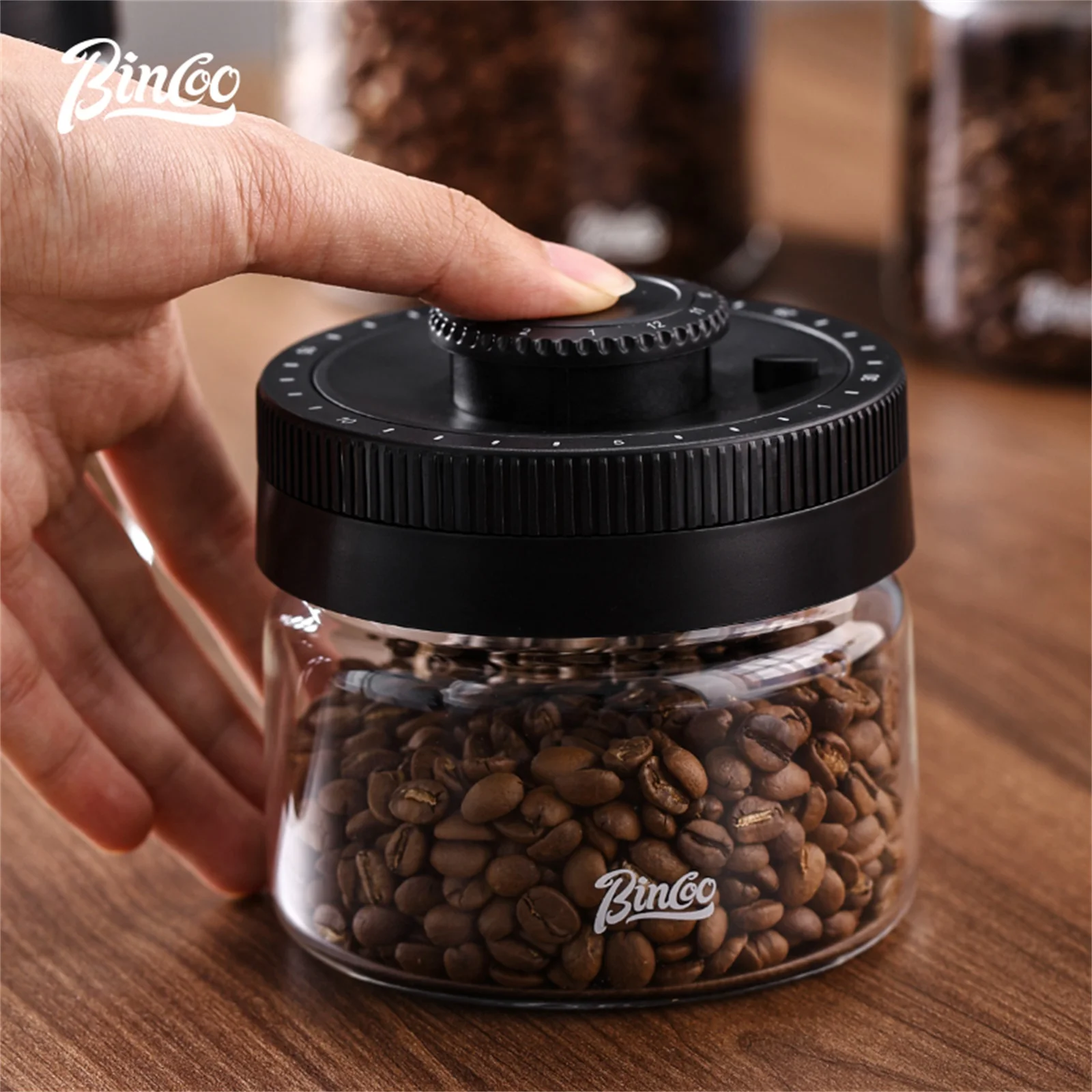 Bincoo Coffee Beans Vacuum Sealed Tank Transparent Glass Food Storage Jars Home Moisture-proof Air Extraction Airtight Container
