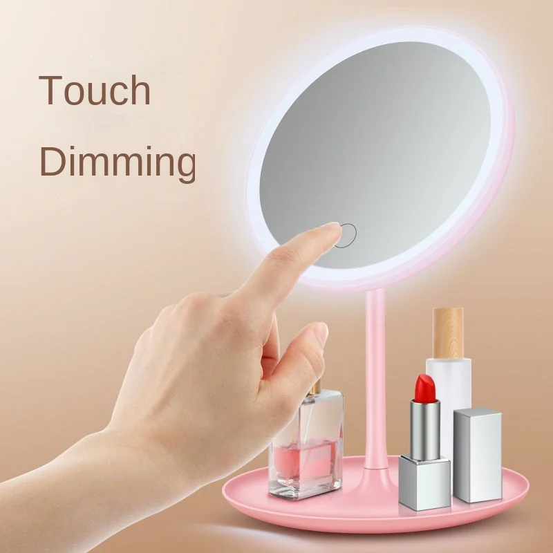 Wiederaufladbarer LED-Schminkspiegel, Touch-Steuerung, 3-Farben-Licht mit Vergrößerung, tragbarer, zusammenklappbarer Kosmetikspiegel für Reisen