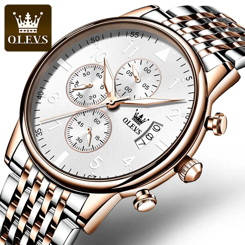 

Olevs 2869 men's watches luxury Classic Quartz watch men waterproof wrist watch stainless steel strap chronograph date