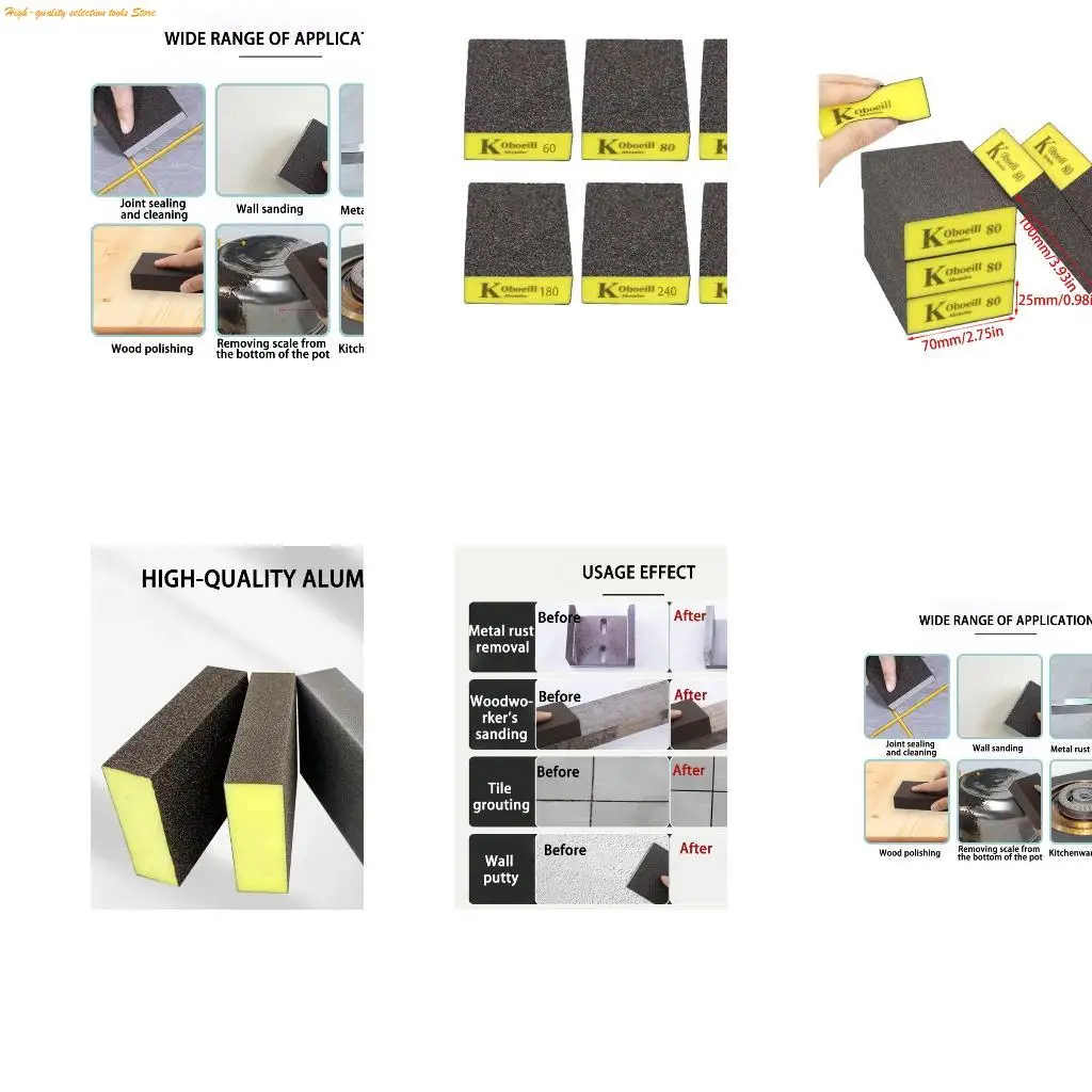 

203f 6pcs Гибкий шлифовальный блок 4 боковой зернистый покрытие 60-320 Snader Sponge Идеально подходит для полировки форм