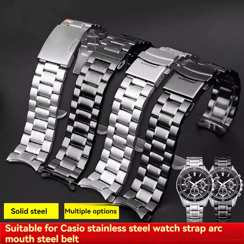 Cinturino in acciaio inossidabile con estremità curva da 22 mm per Seiko Citizen Casio EFV-540 EFS-S510 EFR-303L/303D Accessori per orologi con cinturino in metallo