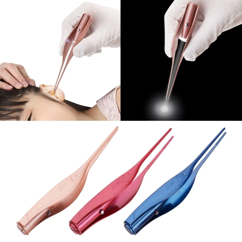 Luminous Ear Pick Newborn LED Ear Wax Removal Penlight Ear Cleaner Earwax Cleaning Tweezers for Child Baby Care Product A2UB