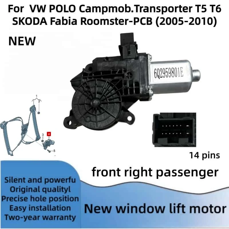 6Q2959802F 6Q2959801E Voor Skoda Fabia Roomster VW Transporter T5 T6Polo Raamheffermotor module-PCB Linksvoor en rechtsvoor