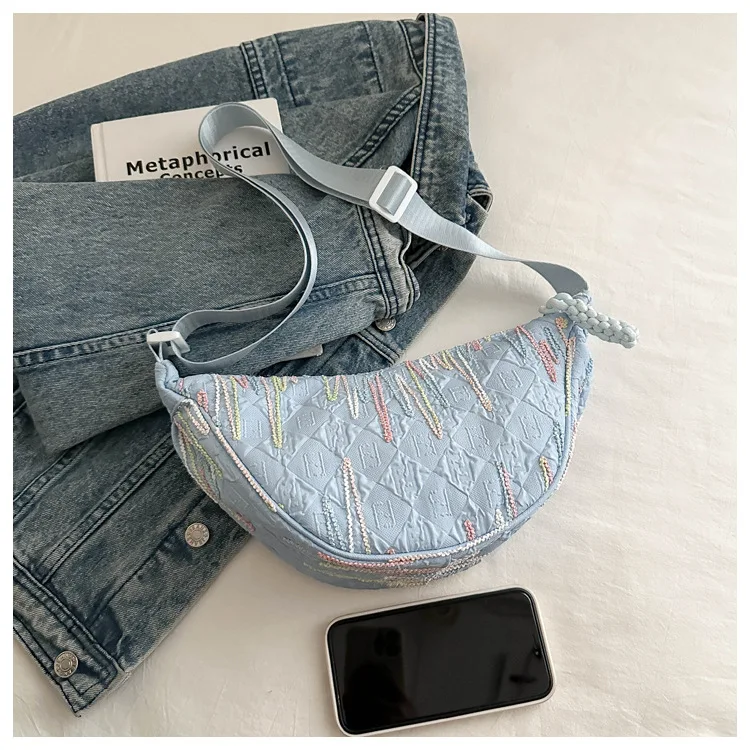 Minimalistische Umhängetasche im japanischen Stil für Damen, kleine Umhängetasche für das Handy, leichte und vielseitige Dumpling-Tasche für Mädchen – Detail 16