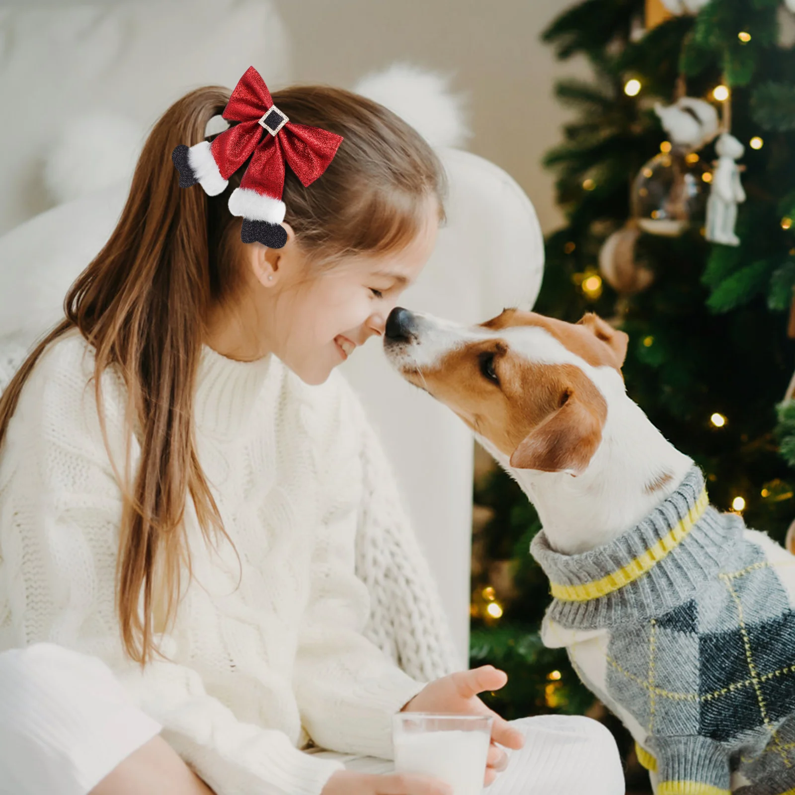 

2Pcs Christmas Hair Accessories Cute Glitter Bows Alligator Clips Holiday Red Bows for Girls Women Styling Hair Alligator Clips