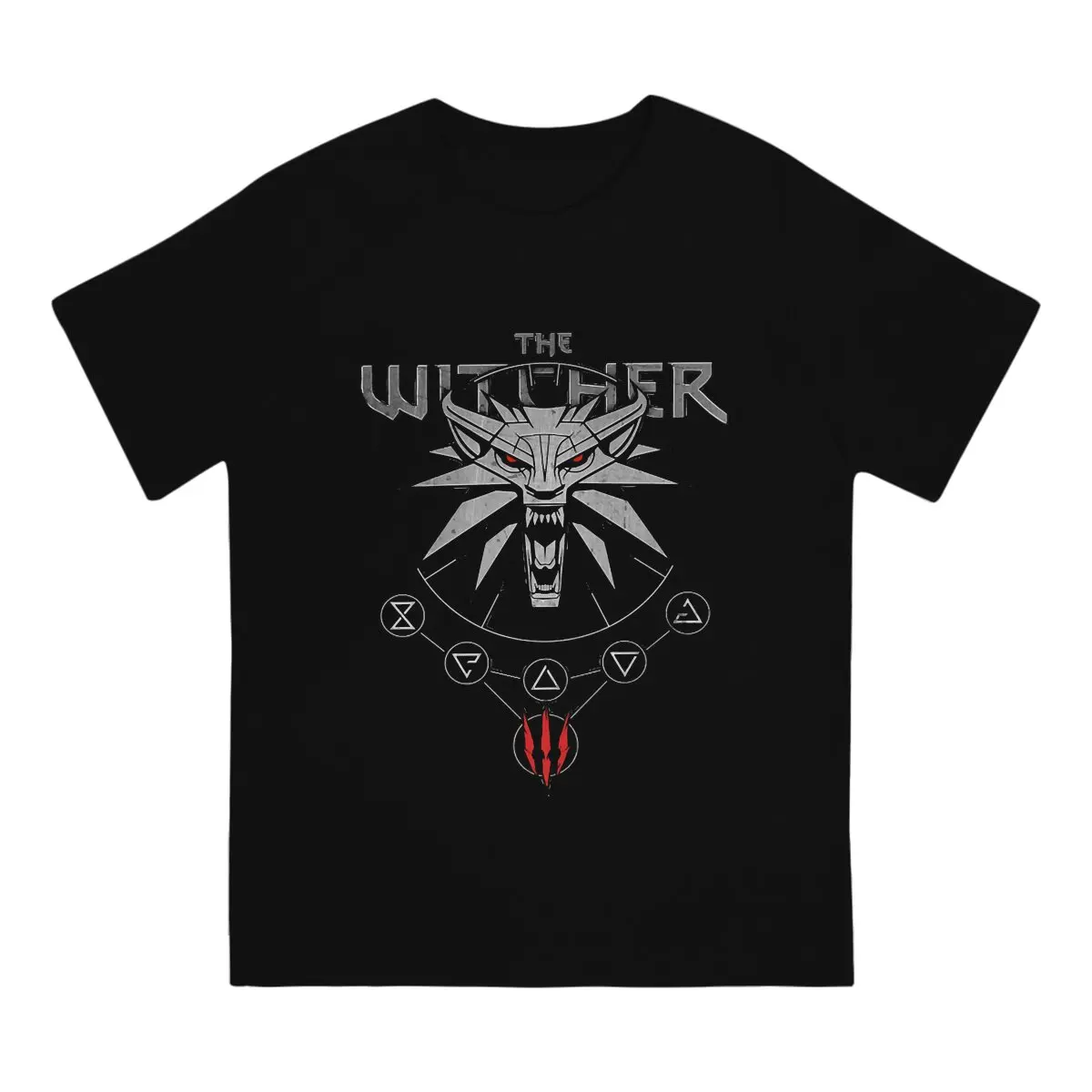 The Game W-Witcher Man TShirt White Wolf Fashion T Shirt Harajuku Streetwear Hipster