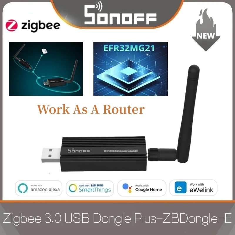 

SONOFF ZB Dongle -E USB Dongle Plus Zigbee Беспроводной анализатор шлюза Zigbee ZHA Zigbee2MQTT USB-накопитель с антенной