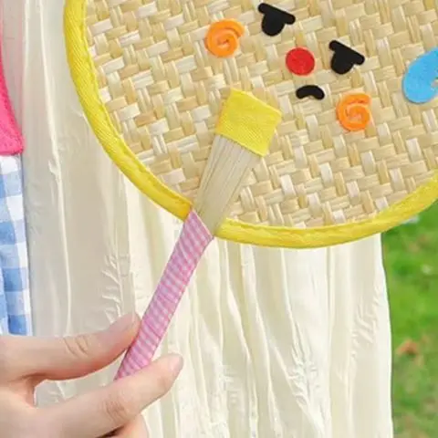 Woven Hand Fan Cartoon Handmade Woven Fan Set Summer Handheld Fans Decorative Bear Butterfly Dog Pumpkin Mango Shapes Cartoon