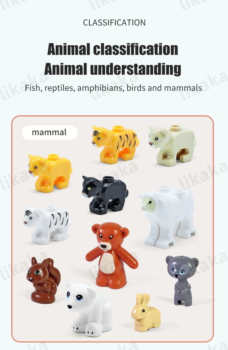 10PCS Tiere Blöcke Spielzeug MOC Leopard Bär Kuh Vogel Modell Bausteine Set Kompatibel Mini Ziegel DIY Spielzeug für kinder Geschenk – Detail 6