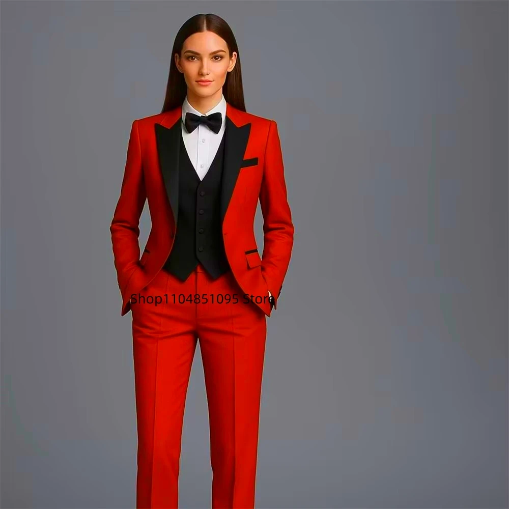 Solid Fashion Suit for Women 3 Pieces Jacket Vest Pants Set Formal Office Smart Casual Female Fashion Trousers Lady Outfits