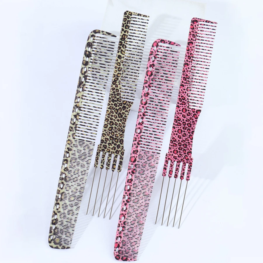 

Двухсторонняя расческа для волос со стальным штифтом — гладкая щетка с защитой от несанкционированного действия для ежедневного чистки и укладки, дизайн с леопардовым принтом