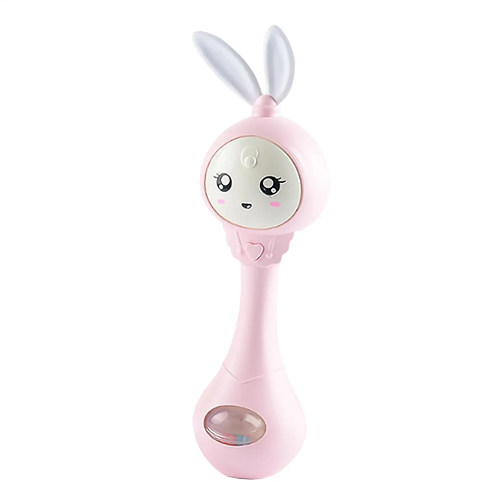 Baby Music Teether Rattle with Lights Sensory Toy Infant Soothing Rabbit Hand Bell for Newborn