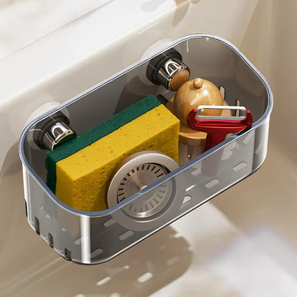 

Transparent Sponge Holder Removable Suction Cup Rack Kitchen Sink Caddy Organizer with Strong Load-bearing Suction Cup for Easy