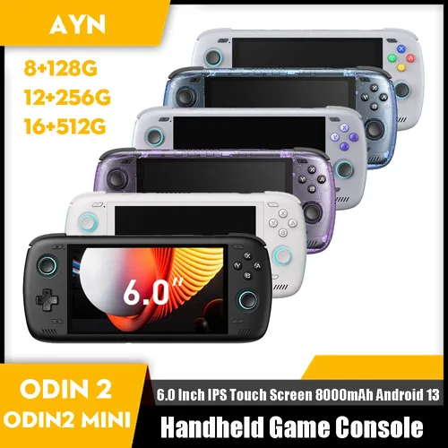 Ayn Odin 2 휴대용 게임 콘솔, 6 인치 IPS 터치 스크린, 8000mAh, 안드로이드 13 Odin 2 미니 게임 비디오 플레이어, 지지대 와이파이 블루투스 