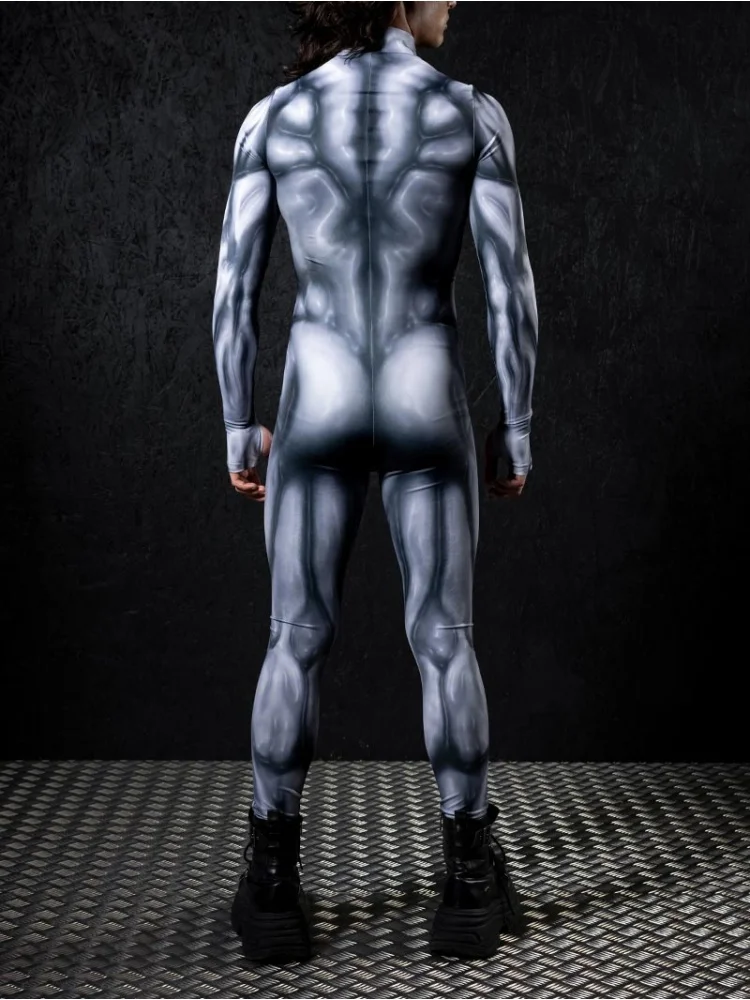 Nuevo Halloween hombres adultos Cyberpunk moda muscular Sexy mono fiesta de vacaciones club nocturno escenario juego de rol conjunto de disfraz de ciclismo