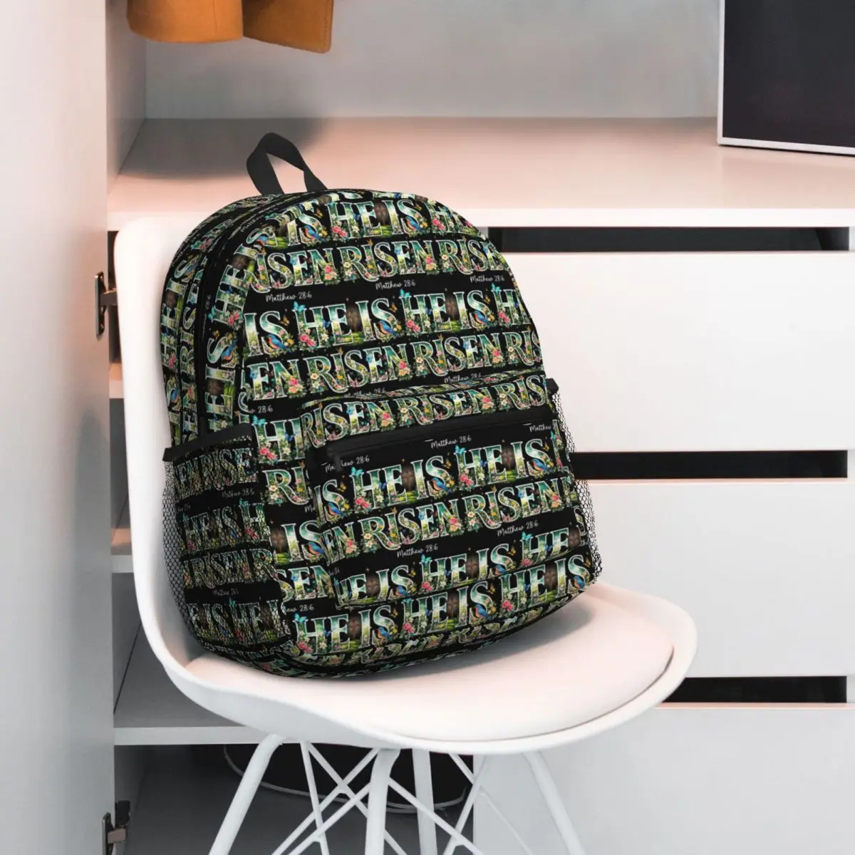 

He Is Risen Christian Wildflower Happy Easter Religious Backpack Student BookBag Children School Bag Shoulder Bags for Boys Girl