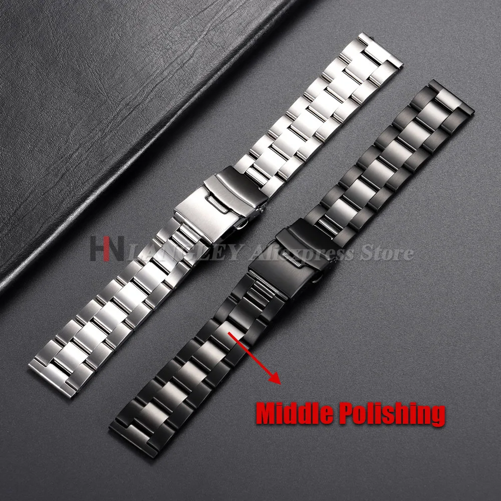Massives Edelstahl-Uhrenarmband für Seiko Diving Oyster-Uhrenarmband, mittleres Polierarmband, 20, 22, 24, 26, 28 mm, Uhrenzubehör