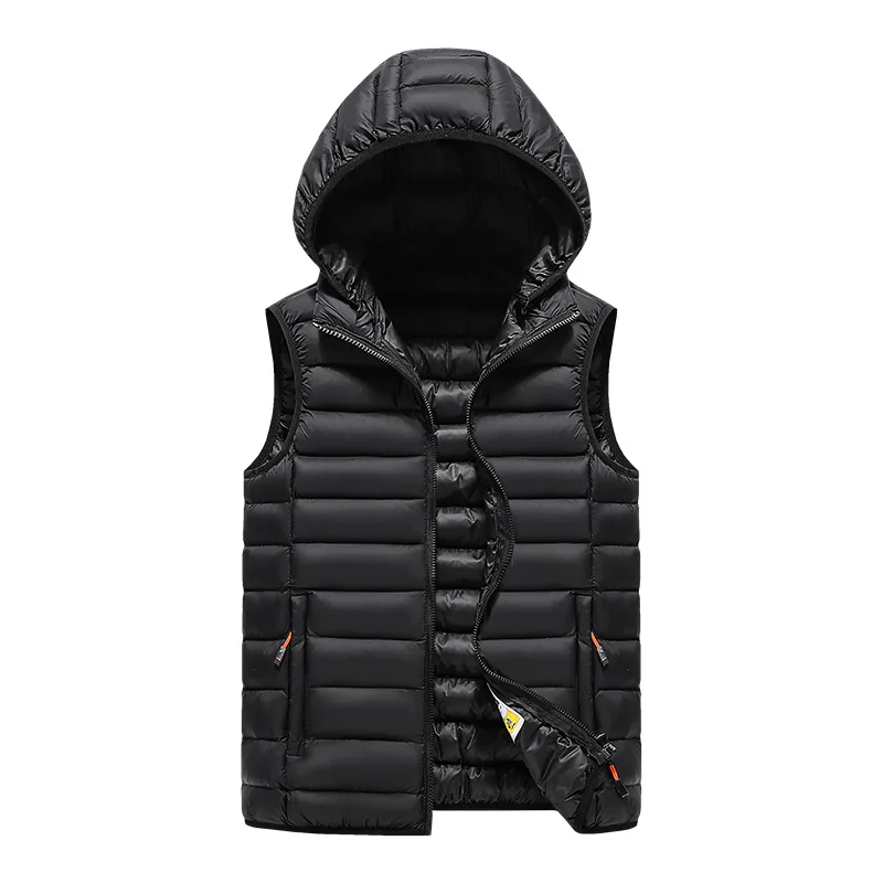 KIDWHXR 2026 Autumn Winter Men Sleeveless Vest Jackets Thicked Solid Vests Male Casual Slim Cold-proof Man Hooded Waistcoats