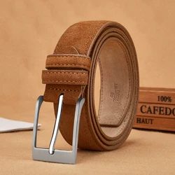 Luxury Suede Cowhide Leather Belt for women, Vintage Style Men belt 3.5cm Wide Waistband for Dresses & Jeans Unisex belt