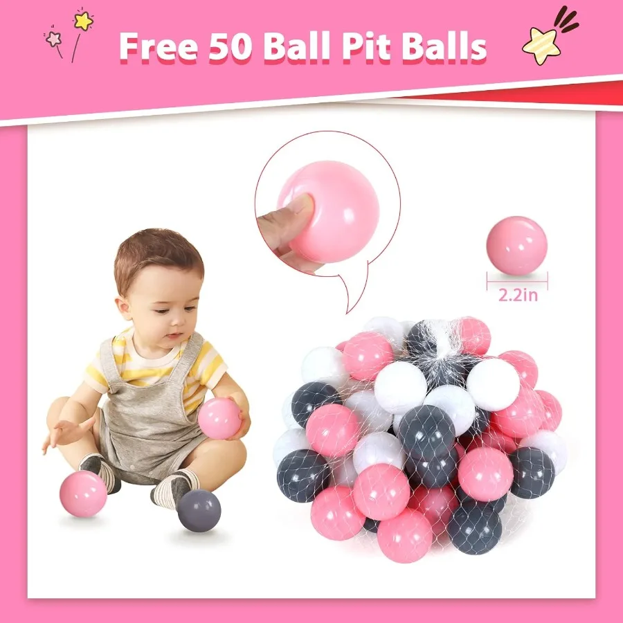 Poteau à balles pour bébé avec 50 balles, tente de jeu Pop-Up pour filles, jouets de princesse pour maison de jeu intérieure et extérieure avec transport Ba