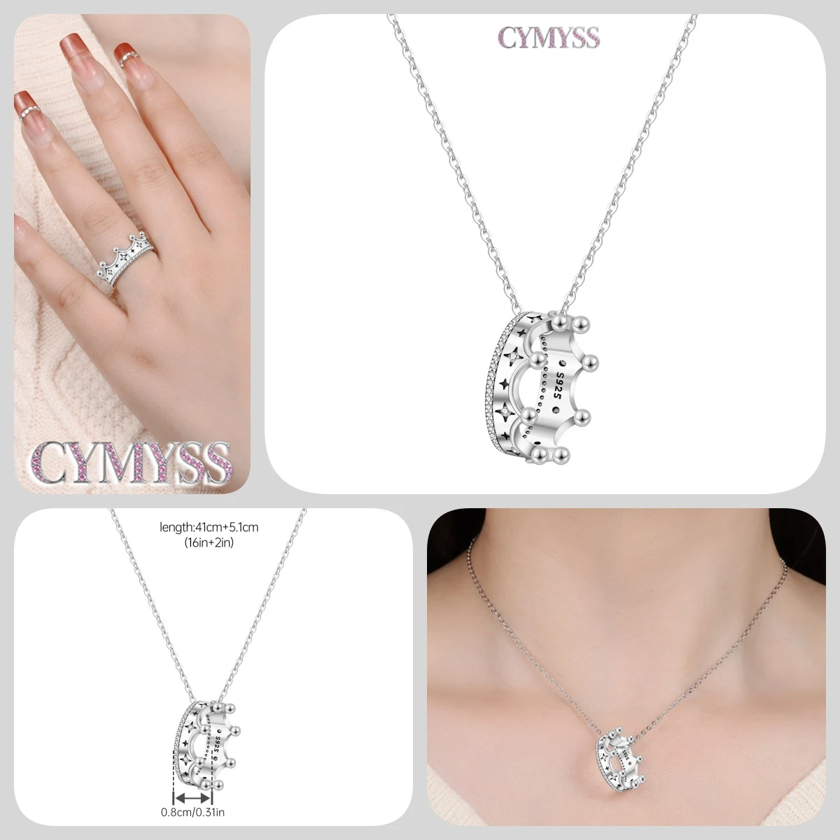 2026 Original 925 Sterling Silber Planeten-Halskette mit Liebesherz und Zirkonia-Einlage, Romantischer Modeschmuck, Partygeschenke für Frauen – Detail 35