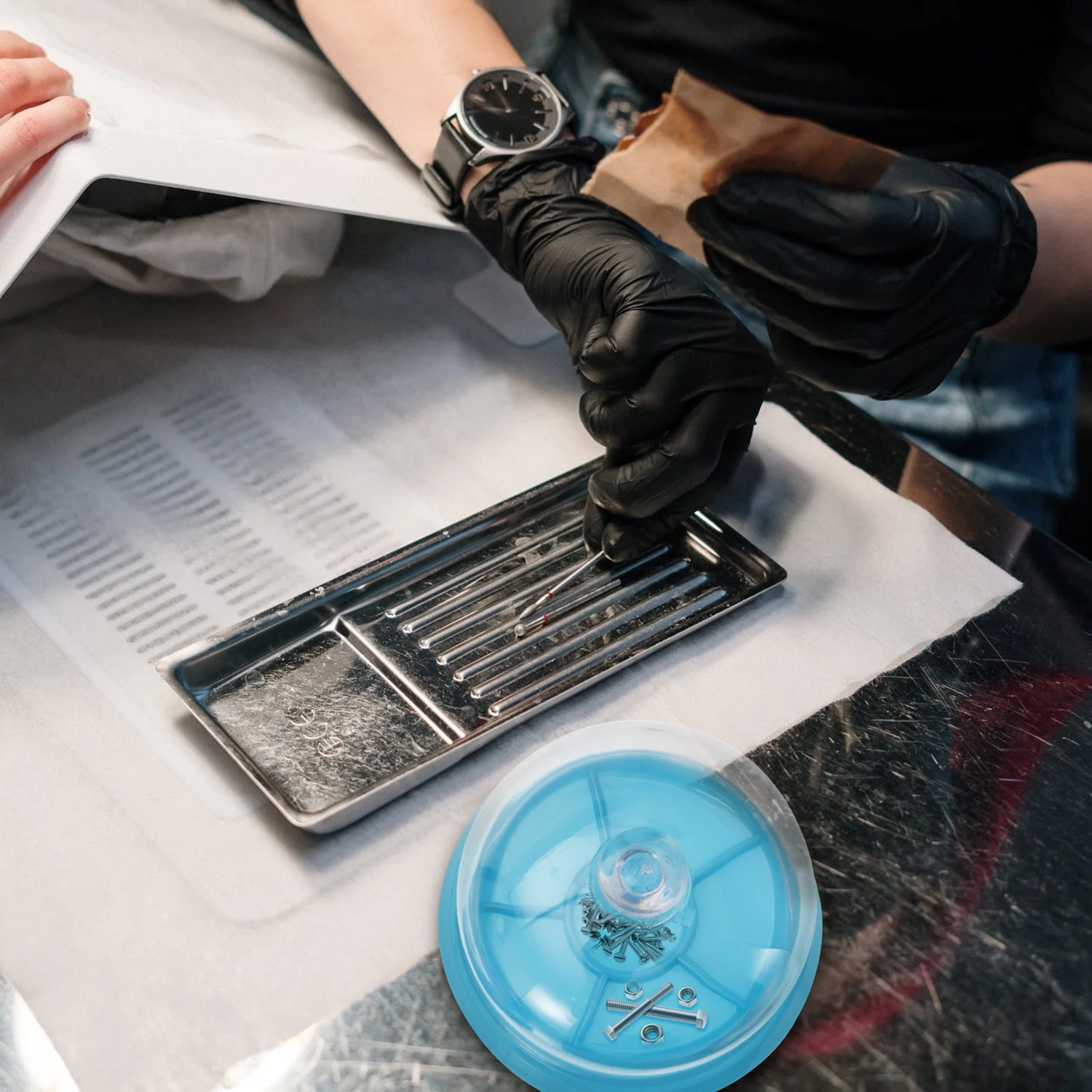 

2Pcs Watchmaker Tray with Lid for Watch Repair Tools Parts Organizer Dust Cover Storage Case for Pocket Watch Components