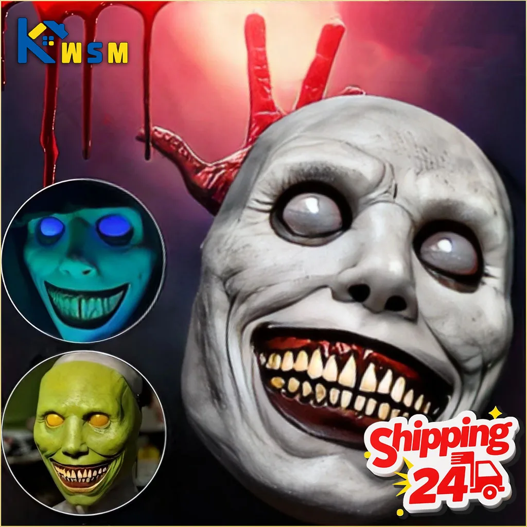 1-10PCS Creepy Smiling Demon Halloween Mask Horror Face Cover Cosplay Prop for Party Masquerade Evil Clown Costume Accessory