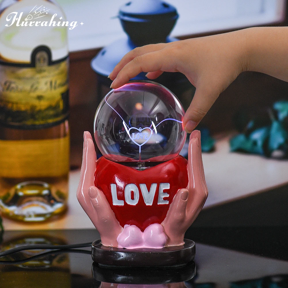 Holding Love Crystal Plasma Lamp 4 Inch Glass Ball Touch Sensitive Science Popularization Enlightenment Indoor Table Decoration