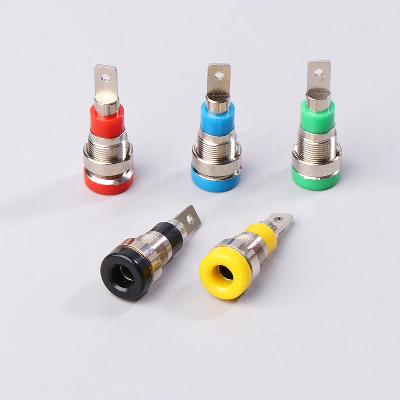 2Pcs 4MM Banana Socket Binding Post Electrical Connector Terminal Nut Banana Plug Jack Test Hole DIY Parts