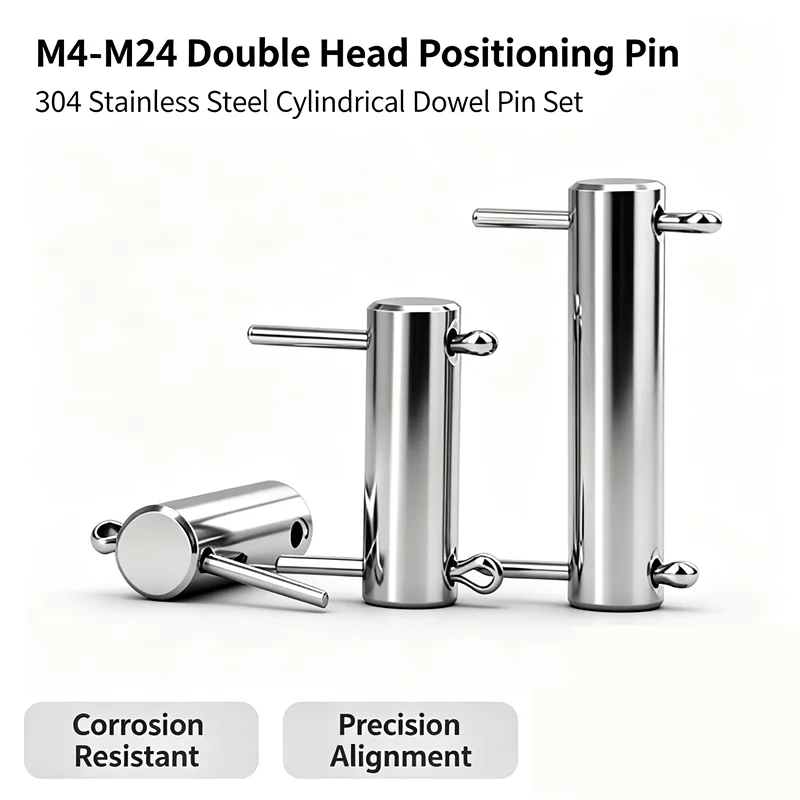 M4-M24 304 Stainless Steel Double Head Positioning Pin Open Mouth Perforated Cylindrical Dowel Pin Set