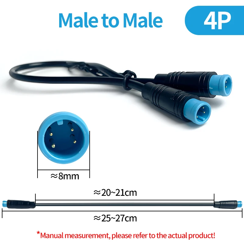 4/10Pcs M8 2 3 4 5 6 Pin Elektrische Fahrrad Butt Joint Stecker Wasserdicht für Ebike display Kabel 25cm Weiblich Männlich Optional Stecker