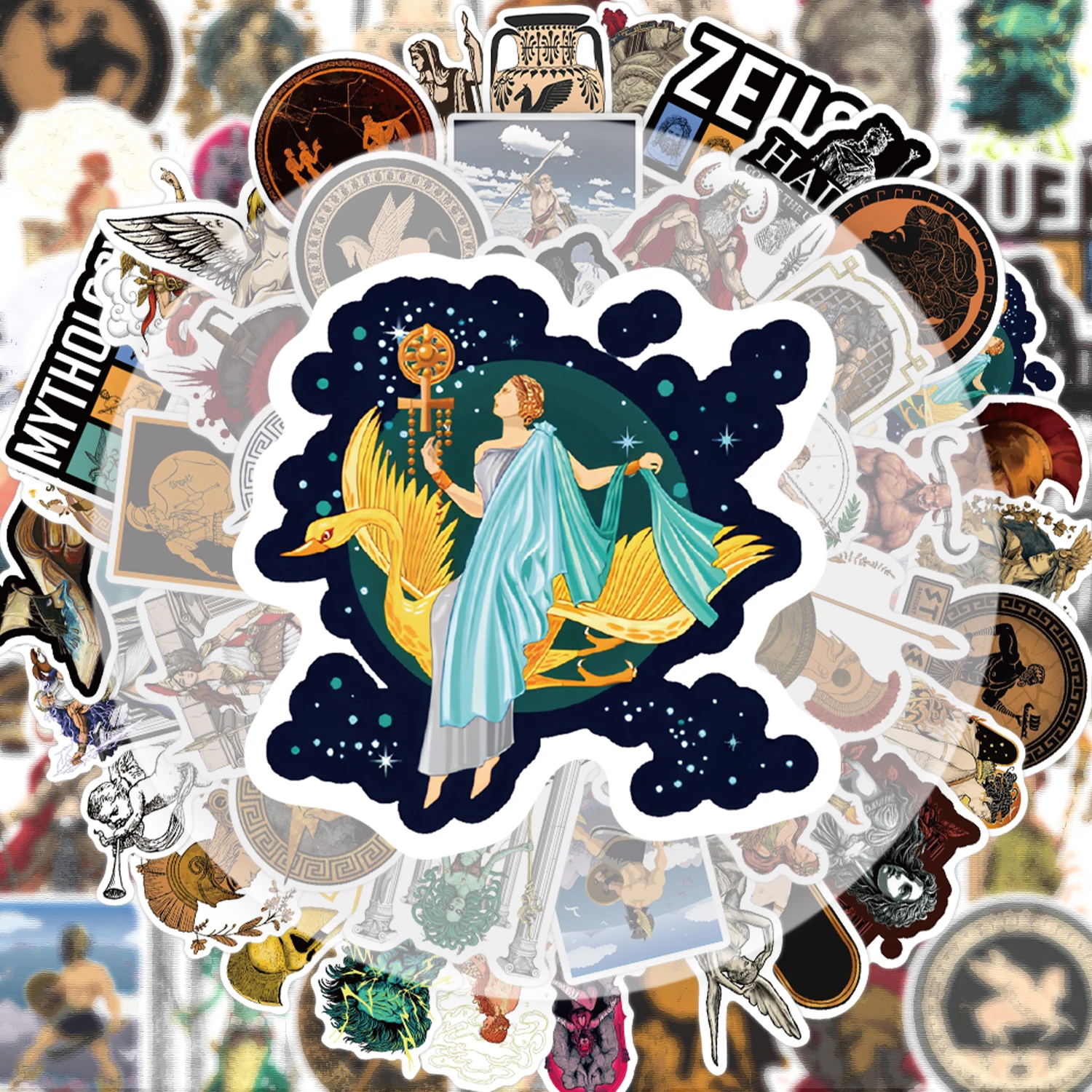 50 Greek Mythology Graffiti Stickers, Suitable for Decorating Water Bottles, Laptops, Mobile Phones, Suitcases, Skateboards, Guitars, Gift Boxes, and Party Decorations